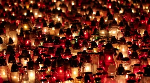 Grave candles at night Video stock 57842963