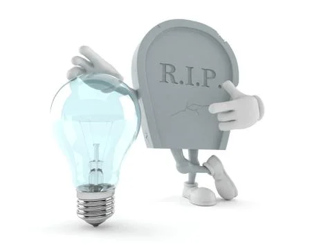 Grave character with light bulb Stock Illustration