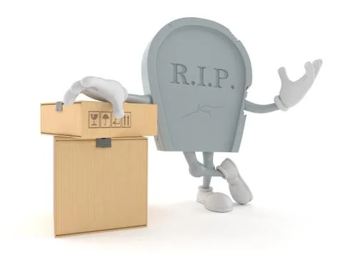 Grave character with stack of boxes Illustrazione stock
