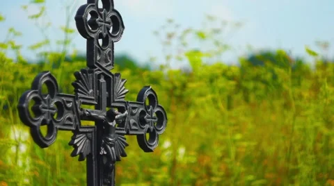 Grave Cross cemetery Video stock 65311237