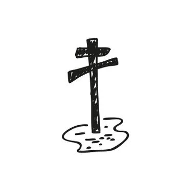 Grave with a cross. Doodle style Stock Illustration