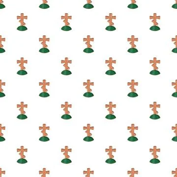 Grave cross pattern, cartoon style Stock Illustration