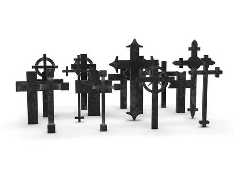 Grave cross on a white background 3d-rendering Illustrazione stock
