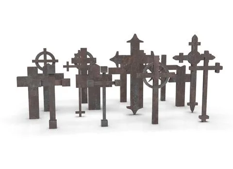 Grave cross on a white background 3d-rendering イラスト素材