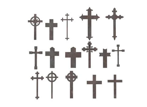 Grave cross on a white background 3d-rendering イラスト素材
