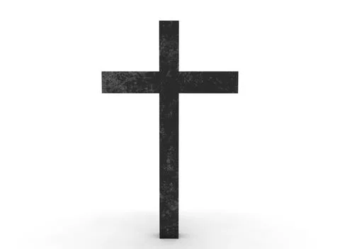 Grave cross on a white background 3d-rendering イラスト素材