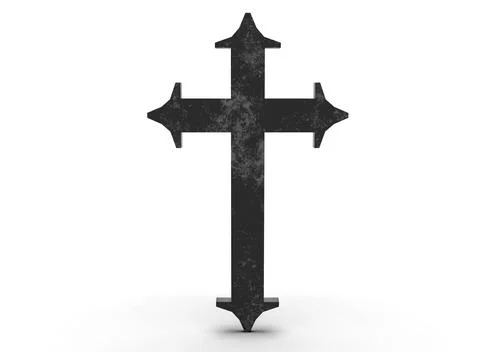 Grave cross on a white background 3d-rendering イラスト素材