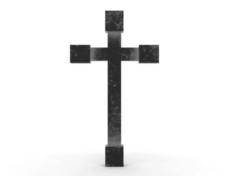 Grave cross on a white background 3d-rendering イラスト素材