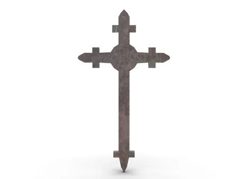Grave cross on a white background 3d-rendering Stockillustratie