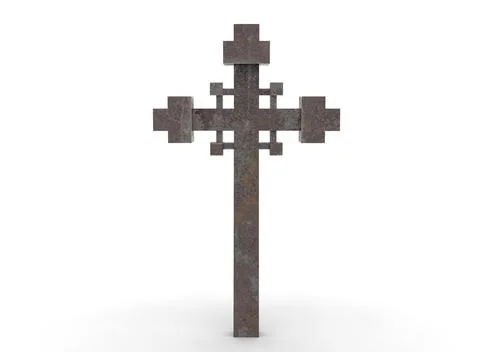 Grave cross on a white background 3d-rendering イラスト素材