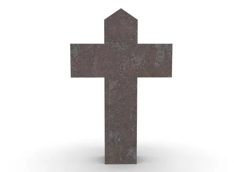Grave cross on a white background 3d-rendering 库存插图