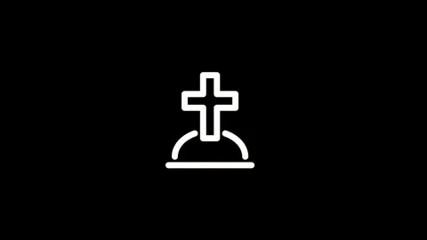 Grave cross white icon motion video Stock Footage 293997111