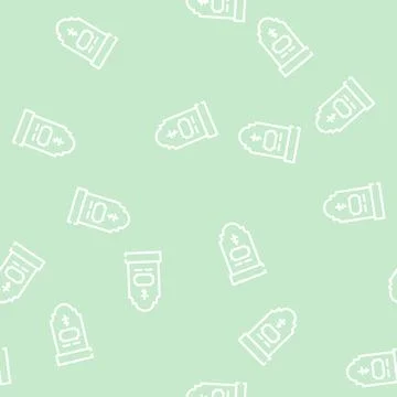 Grave headstone line vector seamless pattern black Stock Illustration