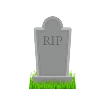 Grave icon flat design. Old gravestone with cracks. Ancient RIP. Vector stock Stock Illustration