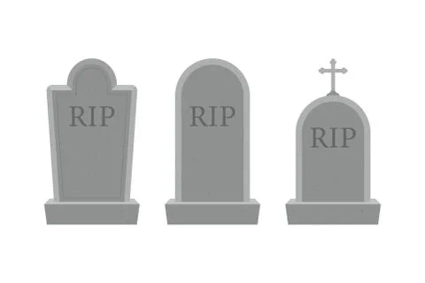 Grave icon flat design. Old gravestone with cracks. Ancient RIP. Vector stock Stock Illustration