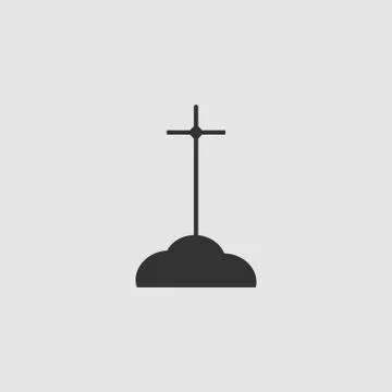 Grave icon flat Stock Illustration