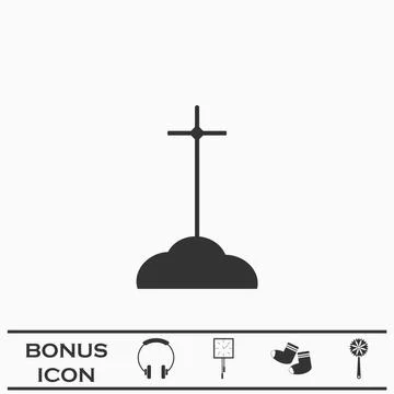 Grave icon flat Stock Illustration