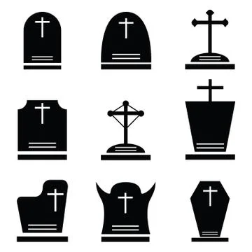 Grave icon set Stock Illustration