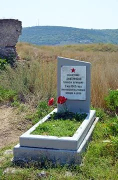 Grave of machine gunner Dmitrichenko. Inkerman Stock Photos