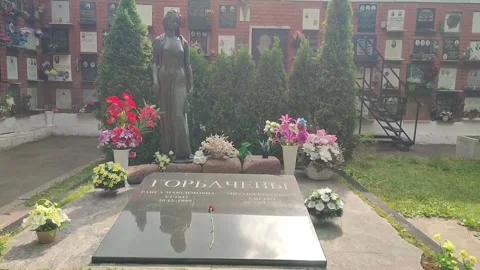 Grave of Mikhail Gorbachev and Raisa Gorbacheva, Novodevichy Cemetery Moscow Stock Footage 341972817