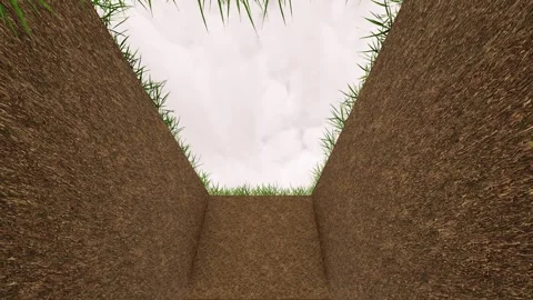 Grave pit view from inside clouds are gathering Stock Footage 304197153