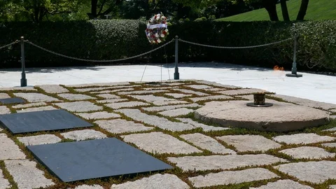 Grave of President John F Kennedy at Arlington Cemetery 4K Stock Footage