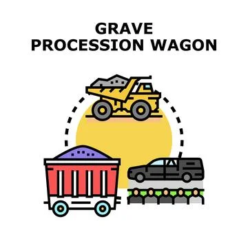 Grave procession wagon transportation and logistics concept Stock Illustration