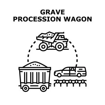 Grave procession wagon transportation and logistics concept Stock Illustration
