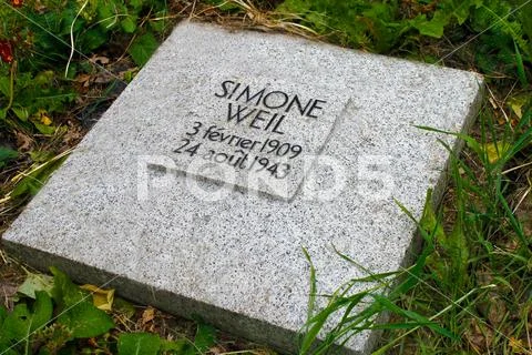 Grave of Simone Weil, Bybrook Cemetery, Ashford, Kent Stock Photos