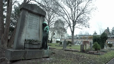 Grave stone with angel figure Stock Footage 100378844