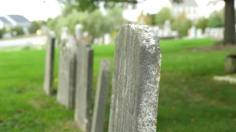 Grave stone close up in a cemetery side view Stock Footage 81010522