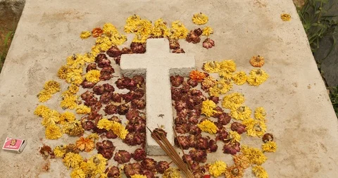 Grave Stone in Graveyard Stock Footage 93567850