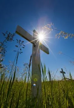 Grave sun flares Foto stock