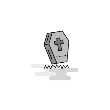 Grave  Web Icon. Flat Line Filled Gray Icon Vector Stock Illustration