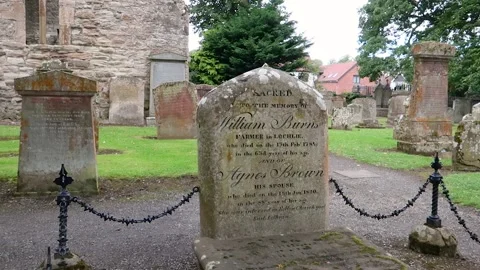 Grave of William Burns and Agnes Brown, Father and mother of the Scots Bard, Stock Footage 205082895