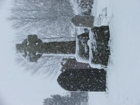 Grave Yard in the Snow Stock Photos