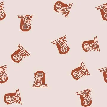 Grave zombie dead glyph vector seamless pattern 스톡 일러스트