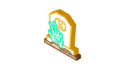 Grave zombie dead isometric icon animation Stock Footage 327294952