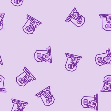 Grave zombie dead line vector seamless pattern Stock Illustration