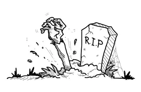 Grave Zombie Doodle Stock Illustration