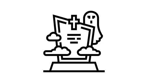 Grave zombie evil line icon animation Stock Footage 326138000