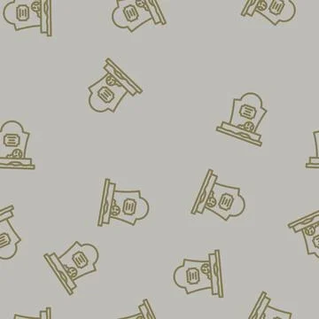 Grave zombie evil line vector seamless pattern Illustrazione stock