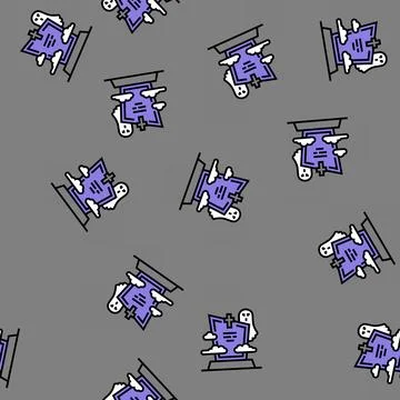 Grave zombie evil vector seamless pattern Illustrazione stock
