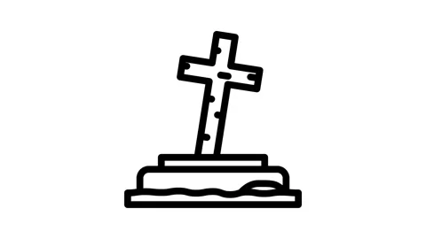 Grave zombie horror line icon animation Stock Footage 326766468