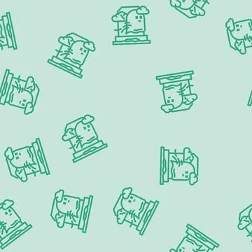 Grave zombie monster line vector seamless pattern Stock Illustration