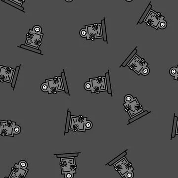 Grave zombie monster vector seamless pattern 스톡 일러스트