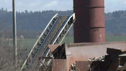 Gravel Conveyor at Aggregate Processing Facility Video stock 344408855
