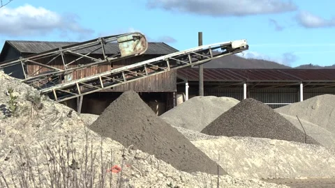 Gravel Stockpiles at Aggregate Processing Plant Stock-Footage 344412435