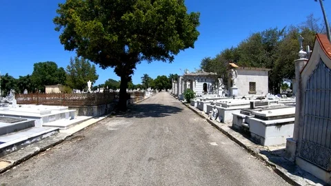 Graves and statuary in the Cementerio de Colon Havana Cuba Video stock 93044729