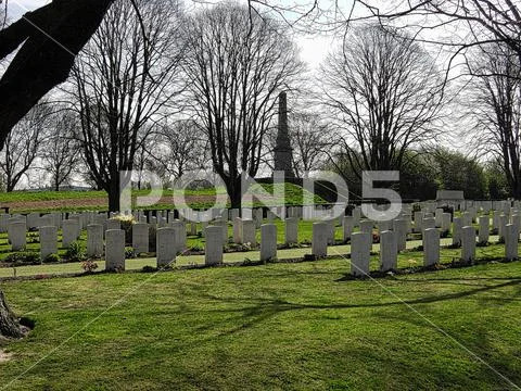 Graves in distance at Flanders Fields, Ypres Stock Photos